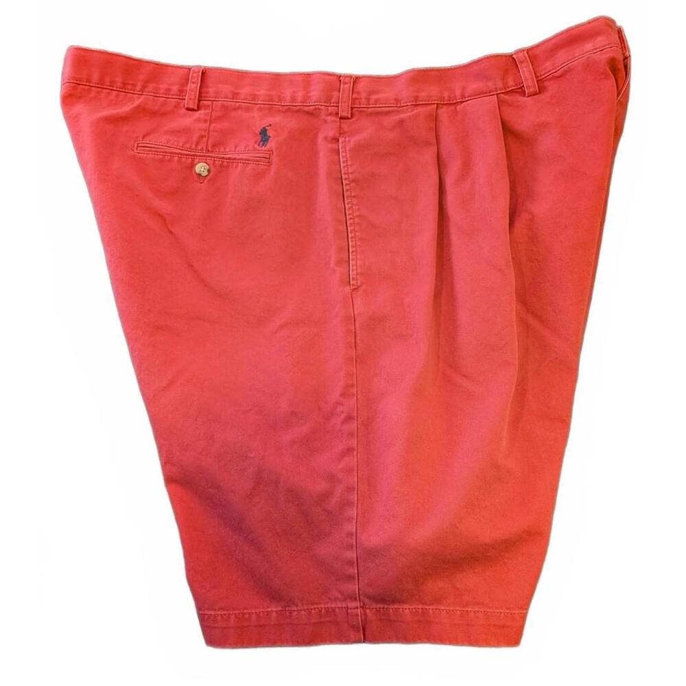 Polo Ralph Lauren Men's Size 48 Salmon Pink Pleated Casual BigTyler Chino Shorts